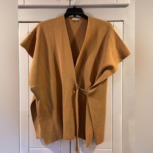 LOFT Camel Open-Front Knit wrap with Tie